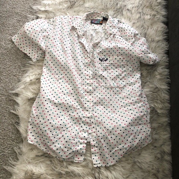 Vintage Polka Dot Pin Up button down shirt top z - Picture 4 of 7